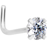 20G 1/4 Clear 3mm CZ Gem Steel L-Shape Nose Ring