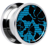 Blue Floral Lace Steel Screw Fit Plug Set 9/16