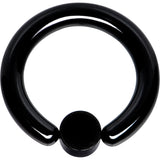 8G 1/2 White Faux Opal 5mm Disc Black IP BCR Captive Ring