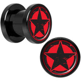 Black Red Distressed Star Black Anodized Screw Fit Plug Set 0G