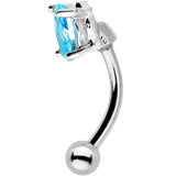 5/16 Blue CZ Gem Big Bling Curved Eyebrow Ring