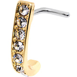 18G Clear CZ Gold Tone Sleek Faux Hoop L Shaped Nose Ring