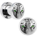 Black White Tiger Eyes Steel Screw Fit Plug Set 2G