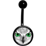 Black White Owl Black Belly Ring