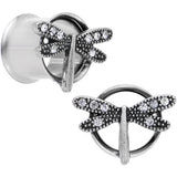 1/2 Clear Gem Steel Hi Sky Dragonfly Double Flare Tunnel Plug Set