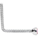 Aurora 2mm Gem Inlay So Twisted L Shaped Nose Ring