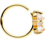 20G Clear CZ White Faux Opal Gold Tone Flower Circular Ring