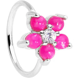 20G 5/16 Clear CZ Pink Faux Opal Flower Circular Ring