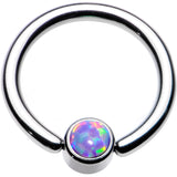 14G 3/8 Purple Faux Opal 4mm Disc BCR Captive Ring