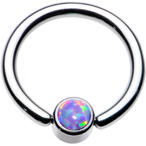 14G 3/8 Purple Faux Opal 4mm Disc BCR Captive Ring