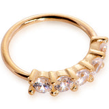 20G 1/4 Clear CZ Gem 14k Yellow Gold Seamless Circular Ring