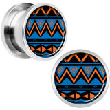 Blue Orange Tribal Print Steel Screw Fit Plug Set 1/2