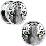 Black White Tiger Eyes Steel Screw Fit Plug Set 5/8