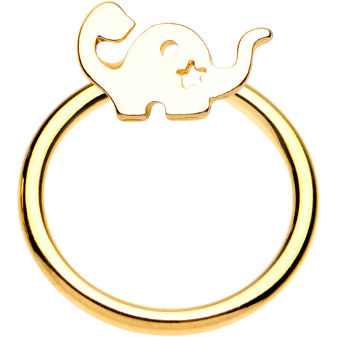 14G 3/8 Gold Tone IP Dinosaur Brontosaurus BCR Captive Ring
