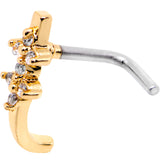 18G Clear CZ Gold Tone Bling Faux Hoop L Shaped Nose Ring