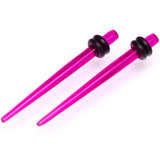 14 to 00G Fuchsia Acrylic Straight Taper Set 18 Piece Stretching Kit