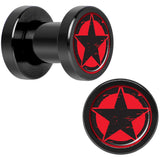 Black Red Distressed Star Black Anodized Screw Fit Plug Set 4G