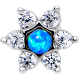5/16 Blue Faux Opal Internally Threaded Star Flower Labret Monroe
