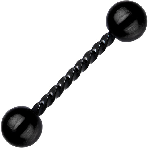 14G 5/8 Black IP Seriously Twisted Barbell Tongue Ring
