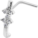 18G Clear CZ Bling Faux Hoop L Shaped Nose Ring