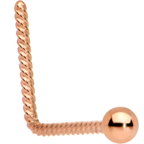 2mm Ball End Rose Gold IP So Twisted L Shaped Nose Ring