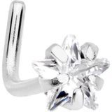 20G 1/4 Clear Star 3mm CZ Gem Steel L-Shape Nose Ring