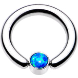 8G 1/2 Aqua Faux Opal 5mm Disc BCR Captive Ring