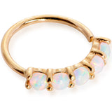 20G White Synthetic Opal 14k Yellow Gold Seamless Circular Ring