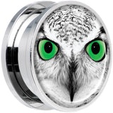 Black White Owl Steel Screw Fit Plug Set 20mm