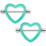 3/4 Green Glow in the Dark Valentine Heart Nipple Shield Set
