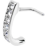 18G Clear CZ Sleek Faux Hoop L Shaped Nose Ring