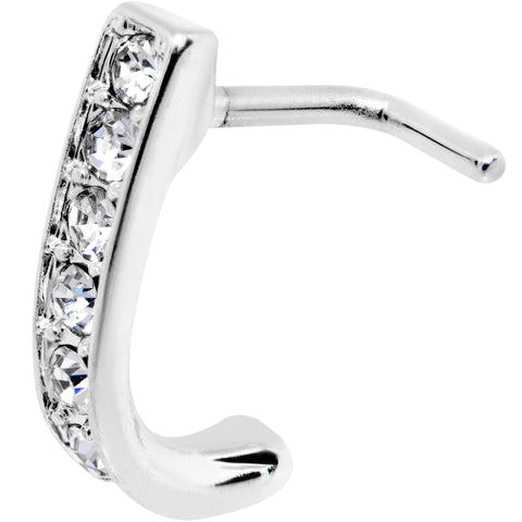 18G Clear CZ Sleek Faux Hoop L Shaped Nose Ring