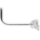 20G 1/4 Clear Heart 3mm CZ Gem Steel L-Shape Nose Ring