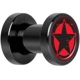 Black Red Distressed Star Black Anodized Screw Fit Plug Set 4G