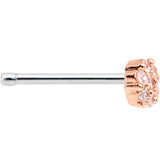 20G 1/4 Clear CZ Gem Rose Gold Tone Cute Cluster Nose Bone