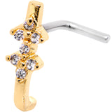 18G Clear CZ Gold Tone Bling Faux Hoop L Shaped Nose Ring