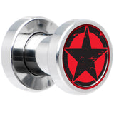 Black Red Distressed Star Steel Screw Fit Plug Set 4G