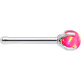 20G Pink Faux Opal Pronged Stainless Steel Nose Bone