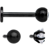 Clear CZ Gem Black PVD Internally Threaded Labret Set of 3 Ends