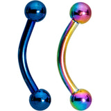 5/16 Multi Color Anodized Titanium Curved Eyebrow Ring Set of 5