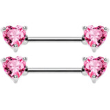 14G 9/16 Multi Color Heart Gem Barbell Nipple Ring Pack Set of 6