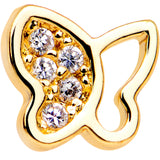 20G 1/4 Clear CZ Gem Gold Tone Butterfly L Shaped Nose Ring