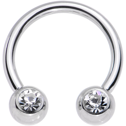 14G 1/2 Clear Gem Horseshoe Circular Barbell
