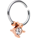 18G Rose Gold Tone Clear Gem Drop Annealed Seamless Circular Ring