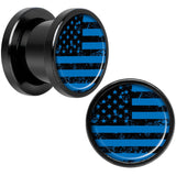 Blue American Flag Black Anodized Screw Fit Plug Set 00G