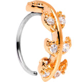 20G Clear CZ Gem Rose Gold Tone Leafy Seamless Circular Ring