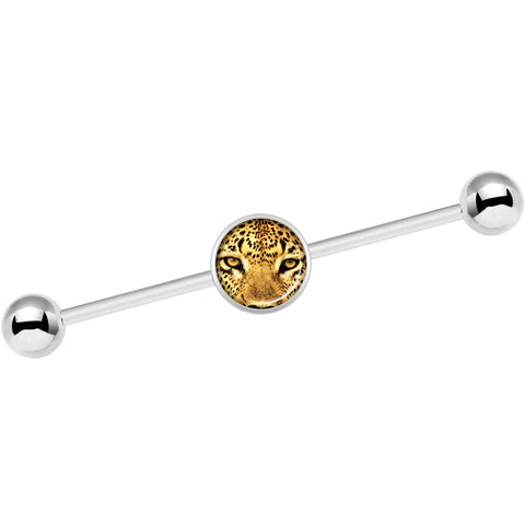 14G Full Color Leopard Eyes Industrial Barbell 37mm