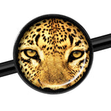 14G Full Color Leopard Eyes Black Industrial Barbell 37mm