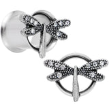 00G Clear Gem Steel Hi Sky Dragonfly Double Flare Tunnel Plug Set