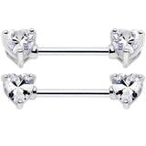 14G 9/16 Multi Color Heart Gem Barbell Nipple Ring Pack Set of 6